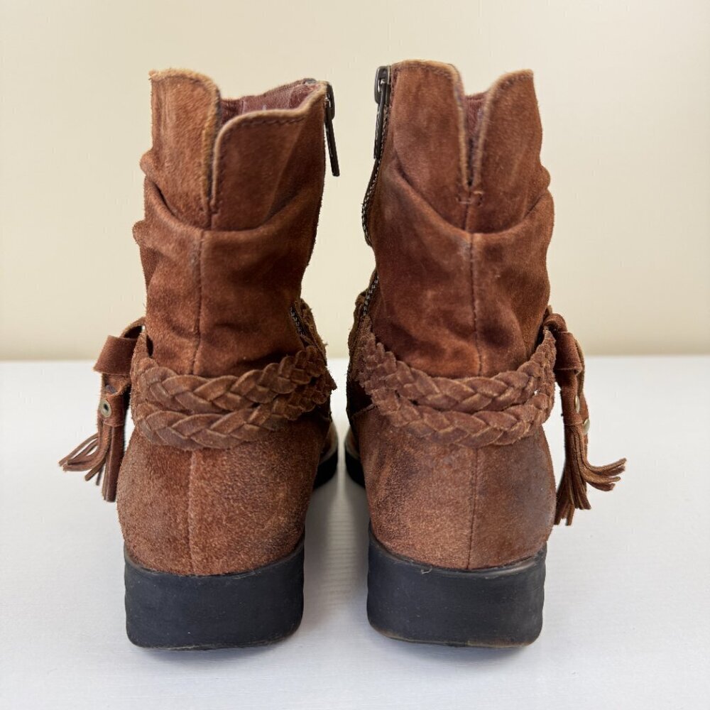 EUC Born Ouvea Distressed Brown Suede Ankle Booties - Picture 4 of 11